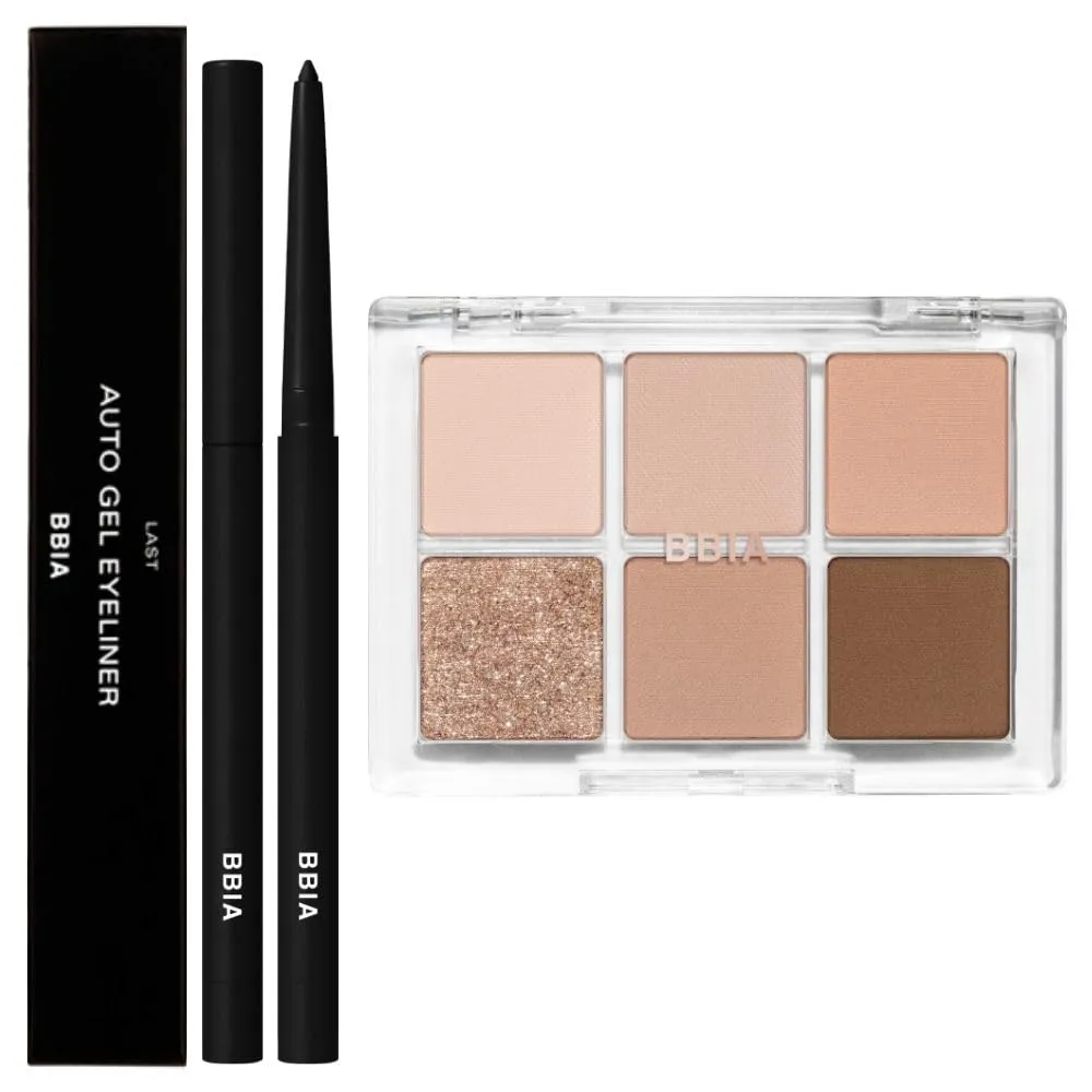 BBIA Last Auto Gel Eyeliner (01 NOIR)   Ready To Wear Eye Palette (02 MOOD BLUSH) Bundle Set