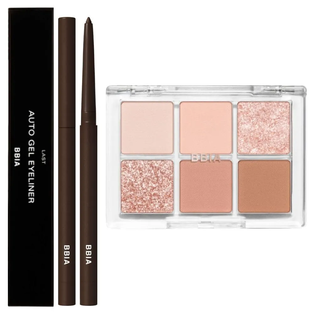 BBIA Last Auto Gel Eyeliner (02 JAZZ)   Ready To Wear Eye Palette (01 NUDE BLUSH) Bundle Set
