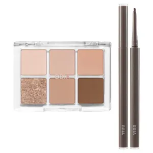 BBIA Ready To Wear Eye Palette (02 MOOD BLUSH)   Last Auto Gel Eyeliner SLIM (S3 MUTE BROWN) Bundle Set