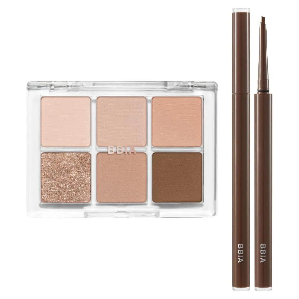 BBIA Ready To Wear Eye Palette (02 MOOD BLUSH)   Last Auto Gel Eyeliner SLIM (S4 CHOCOLAT BONBON) Bundle Set