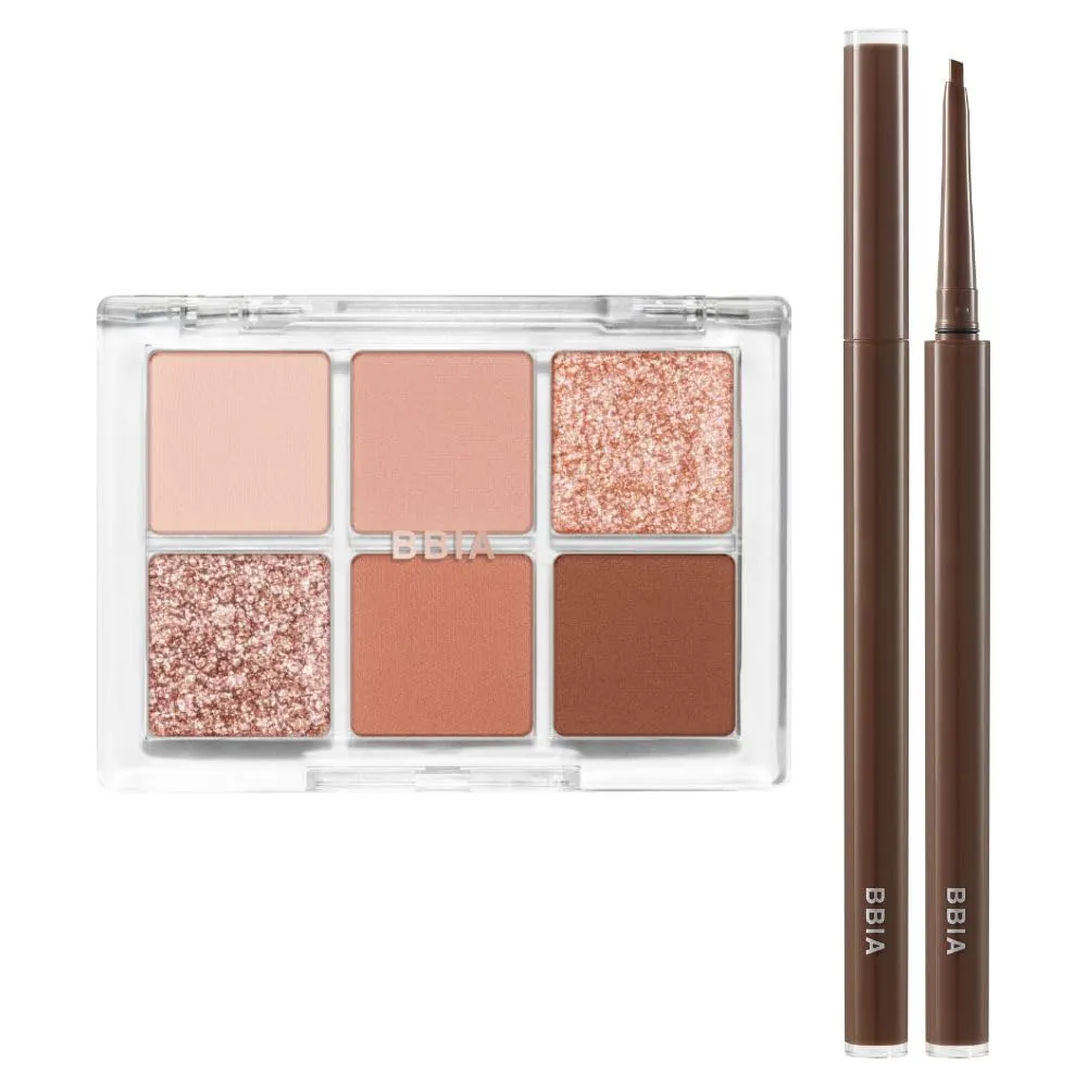 BBIA Ready To Wear Eye Palette (03 DRY FLOWER)   Last Auto Gel Eyeliner SLIM (S4 CHOCOLAT BONBON) Bundle Set