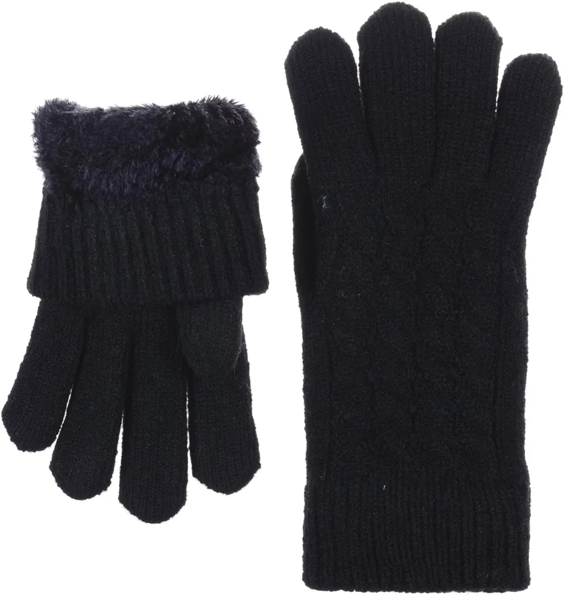 Be Your Own Style BYOS Women’s Winter Classic Cable Warm Plush Fleece Lined Knit Gloves