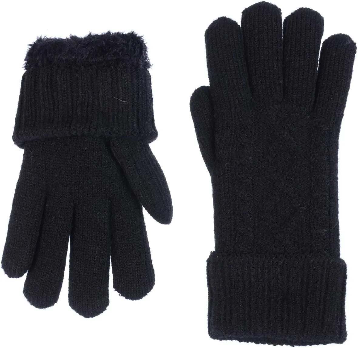 Be Your Own Style BYOS Women’s Winter Classic Cable Warm Plush Fleece Lined Knit Gloves