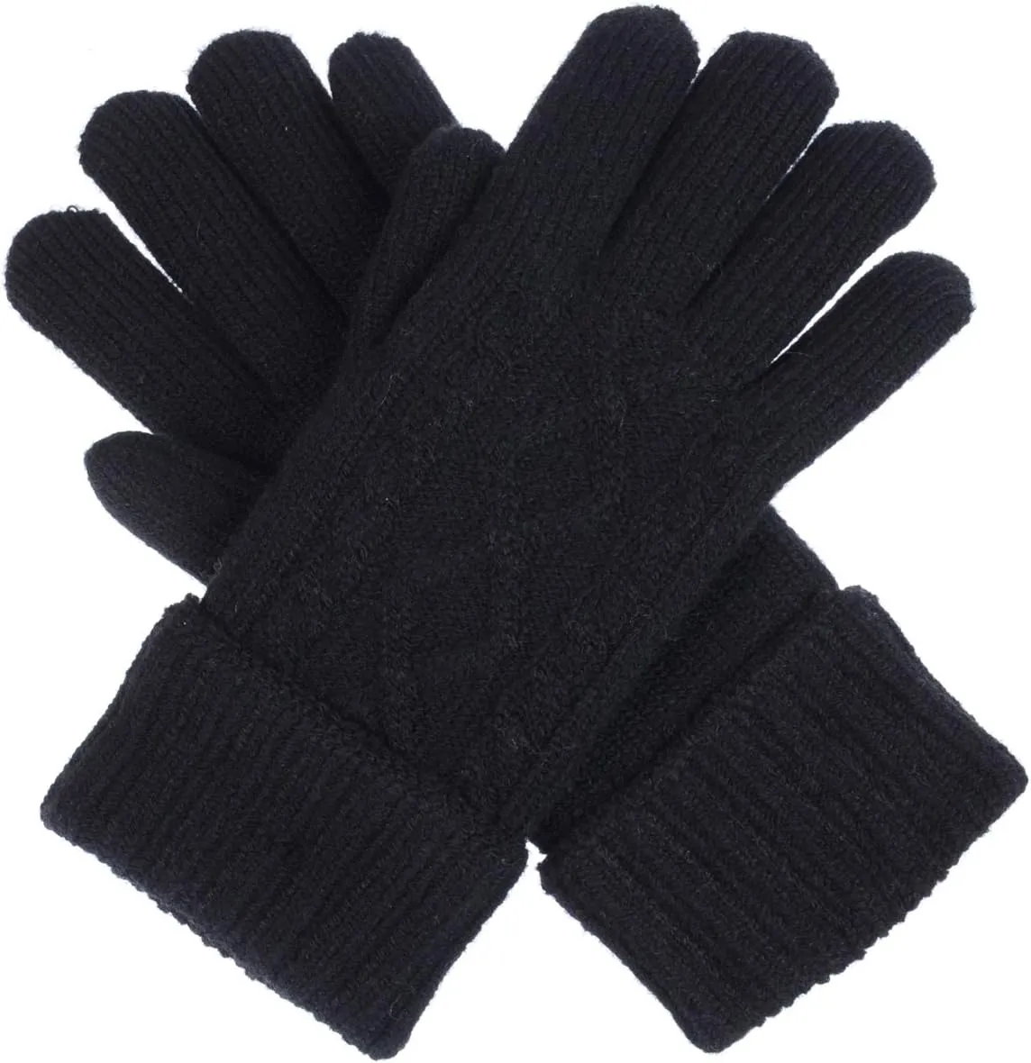 Be Your Own Style BYOS Women’s Winter Classic Cable Warm Plush Fleece Lined Knit Gloves