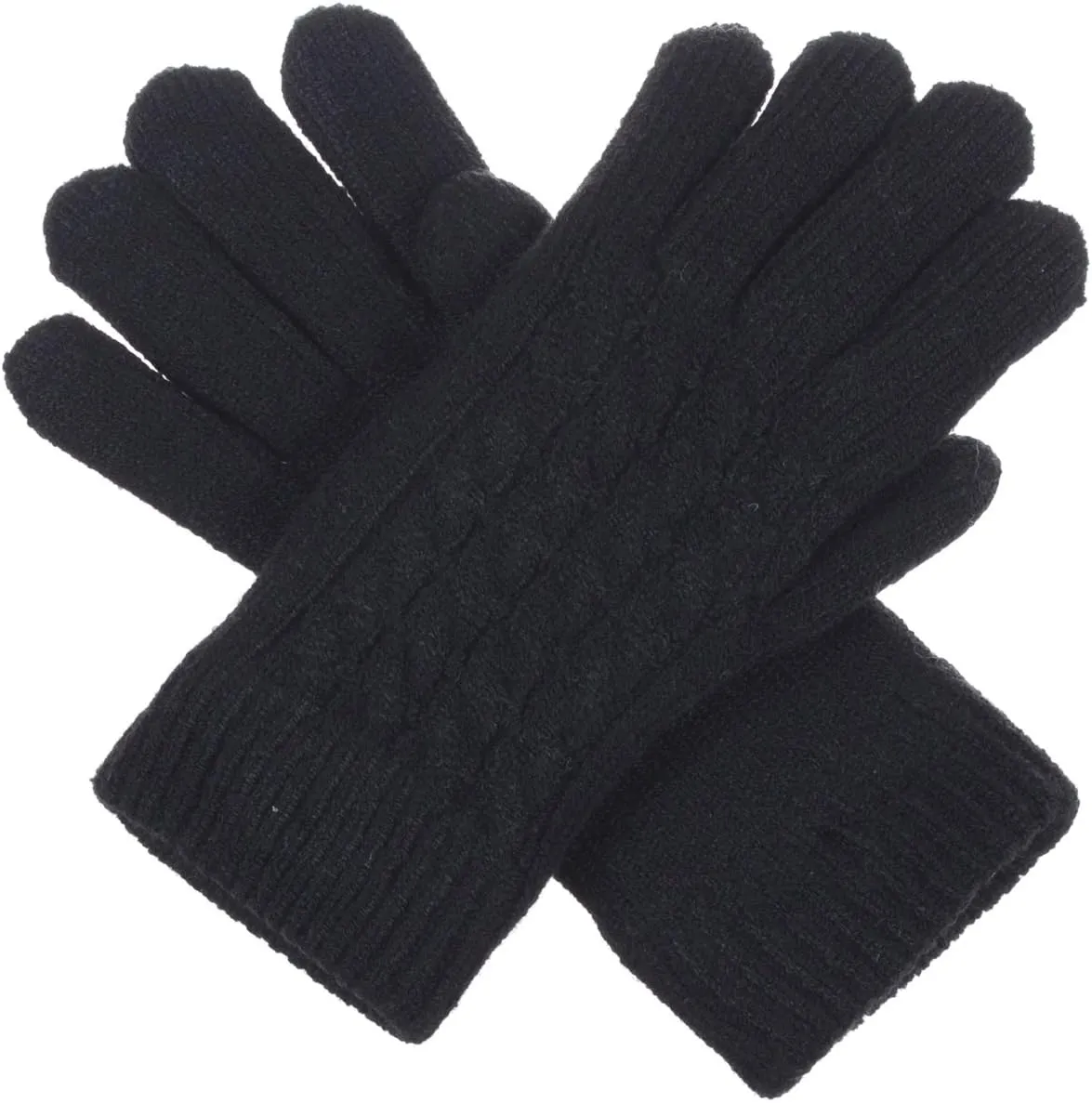 Be Your Own Style BYOS Women’s Winter Classic Cable Warm Plush Fleece Lined Knit Gloves