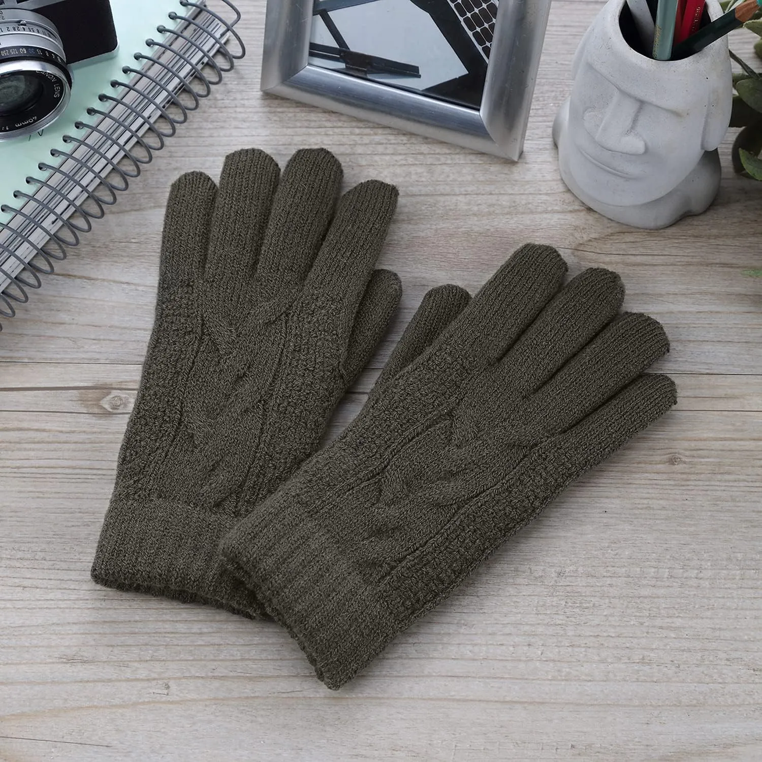 Be Your Own Style BYOS Women’s Winter Classic Cable Warm Plush Fleece Lined Knit Gloves