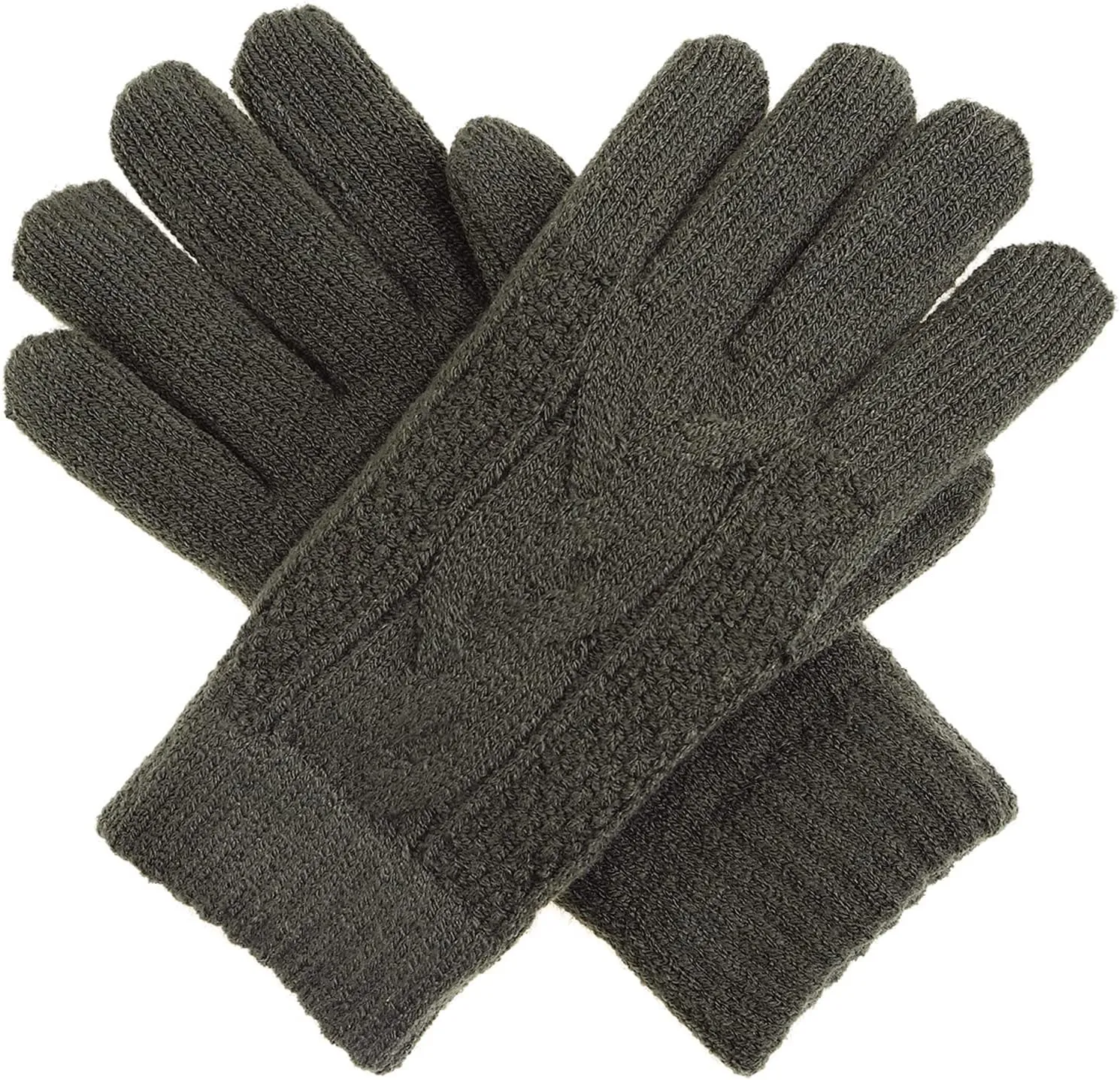 Be Your Own Style BYOS Women’s Winter Classic Cable Warm Plush Fleece Lined Knit Gloves