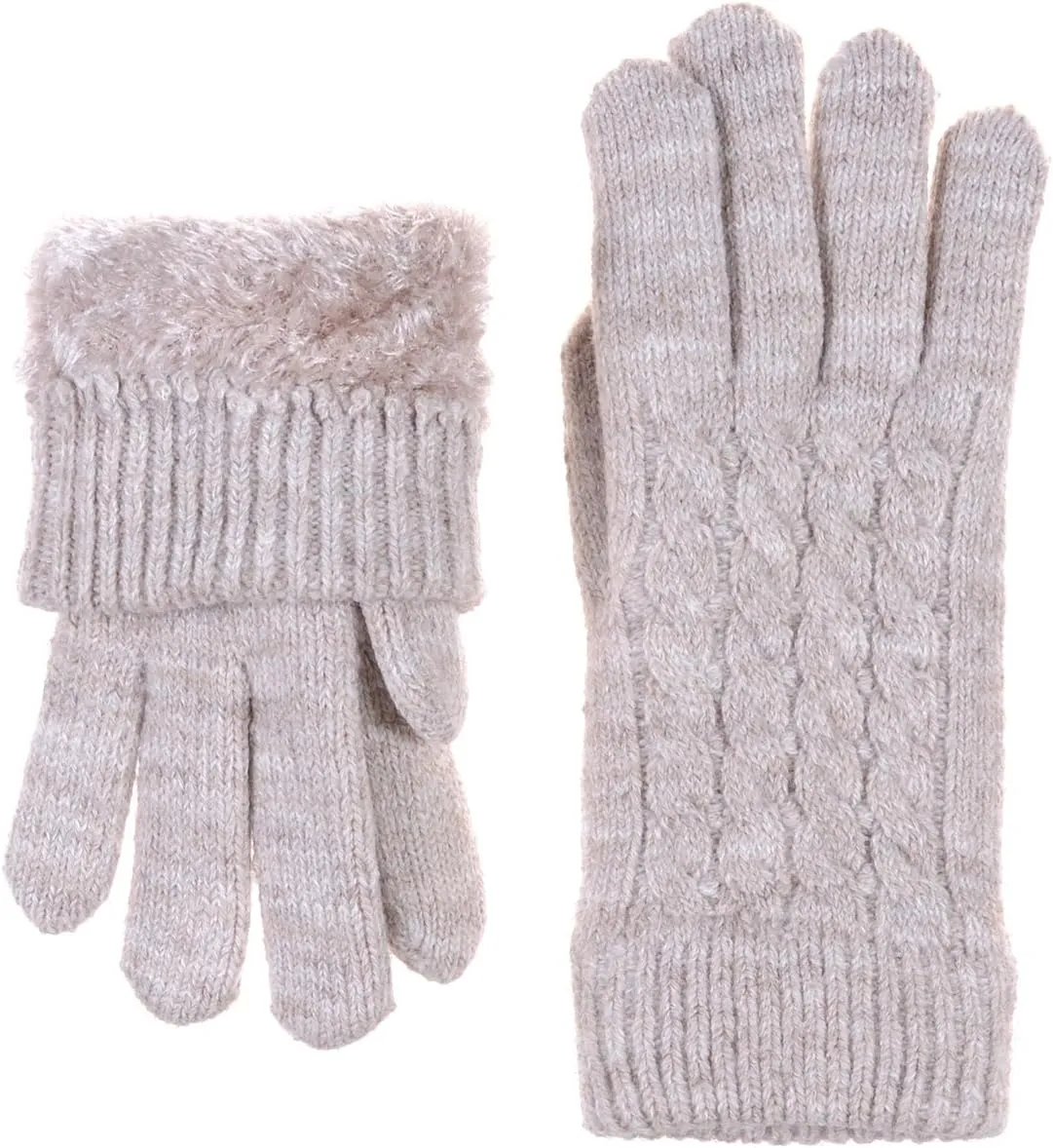 Be Your Own Style BYOS Women’s Winter Classic Cable Warm Plush Fleece Lined Knit Gloves
