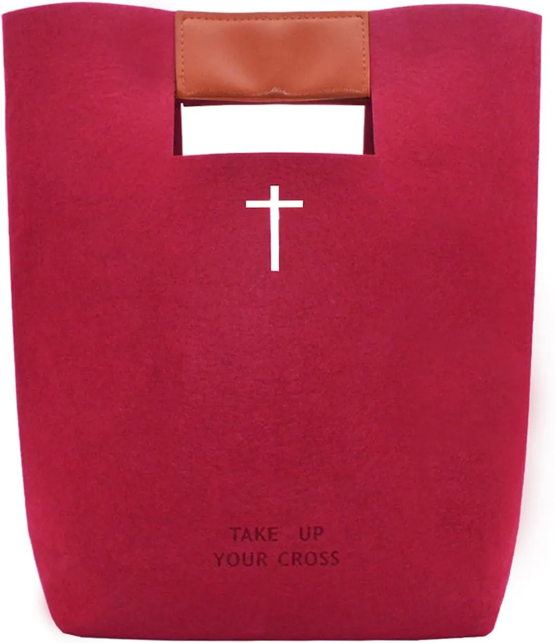 Bible Tote Bag for Women, Felt Carrying Book Case Church Bag Christian Gift for Women- Red