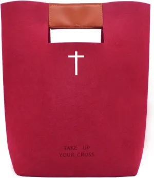 Bible Tote Bag for Women, Felt Carrying Book Case Church Bag Christian Gift for Women- Red