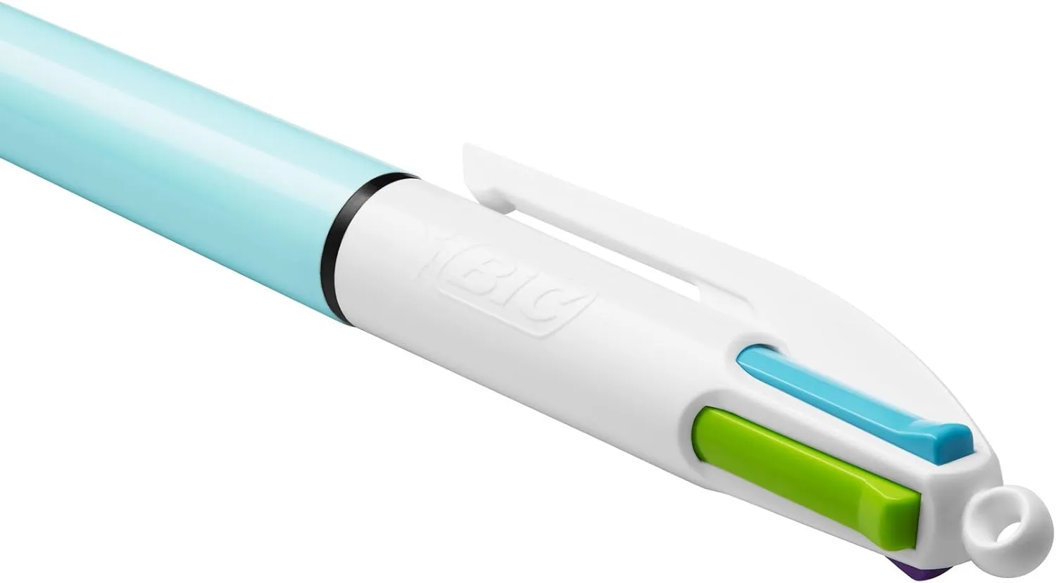 Bic 4 Colours Fun Retractable Ballpoint Pens - Box of 12 with Light Blue Pastel Barrel and Medium Point (1.0 mm)