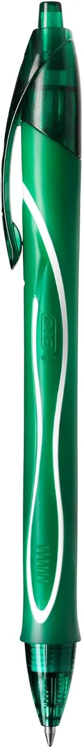 Bic Gel-ocity Quick Dry Gel Pens, Medium Point (0.7 mm), Green, Box of 12, Retractable Pen with Ultra Fast Drying Ink