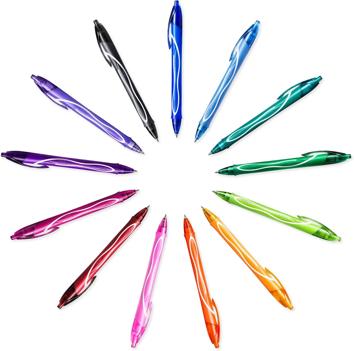 Bic Gel-ocity Quick Dry Gel Pens, Medium Point (0.7 mm), Green, Box of 12, Retractable Pen with Ultra Fast Drying Ink
