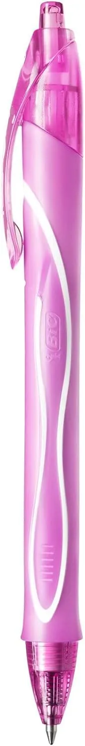 Bic Gel-ocity Quick Dry Gel Pens, Medium Point (0.7 mm), Pink, Box of 12, Retractable Pen with Ultra Fast Drying Ink