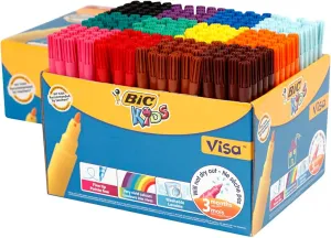 Bic Kids Visa Felt Tip Pens, Fine Tip, Very Vivid Colouring Pens, Washable Markers, Back to School Supplies, 288 Pack