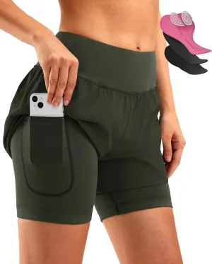 Bikewa Women's Mountain Bike Shorts 4D Padded Cycling Riding Biking Bicycle Biker Cycle Shorts for Women Zipper Pockets