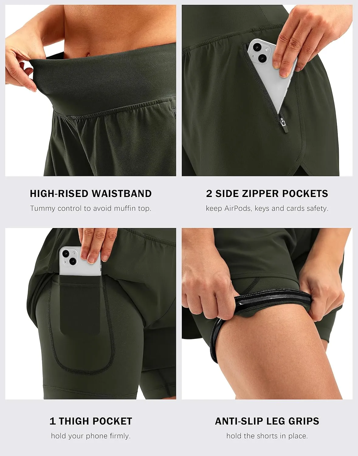 Bikewa Women's Mountain Bike Shorts 4D Padded Cycling Riding Biking Bicycle Biker Cycle Shorts for Women Zipper Pockets