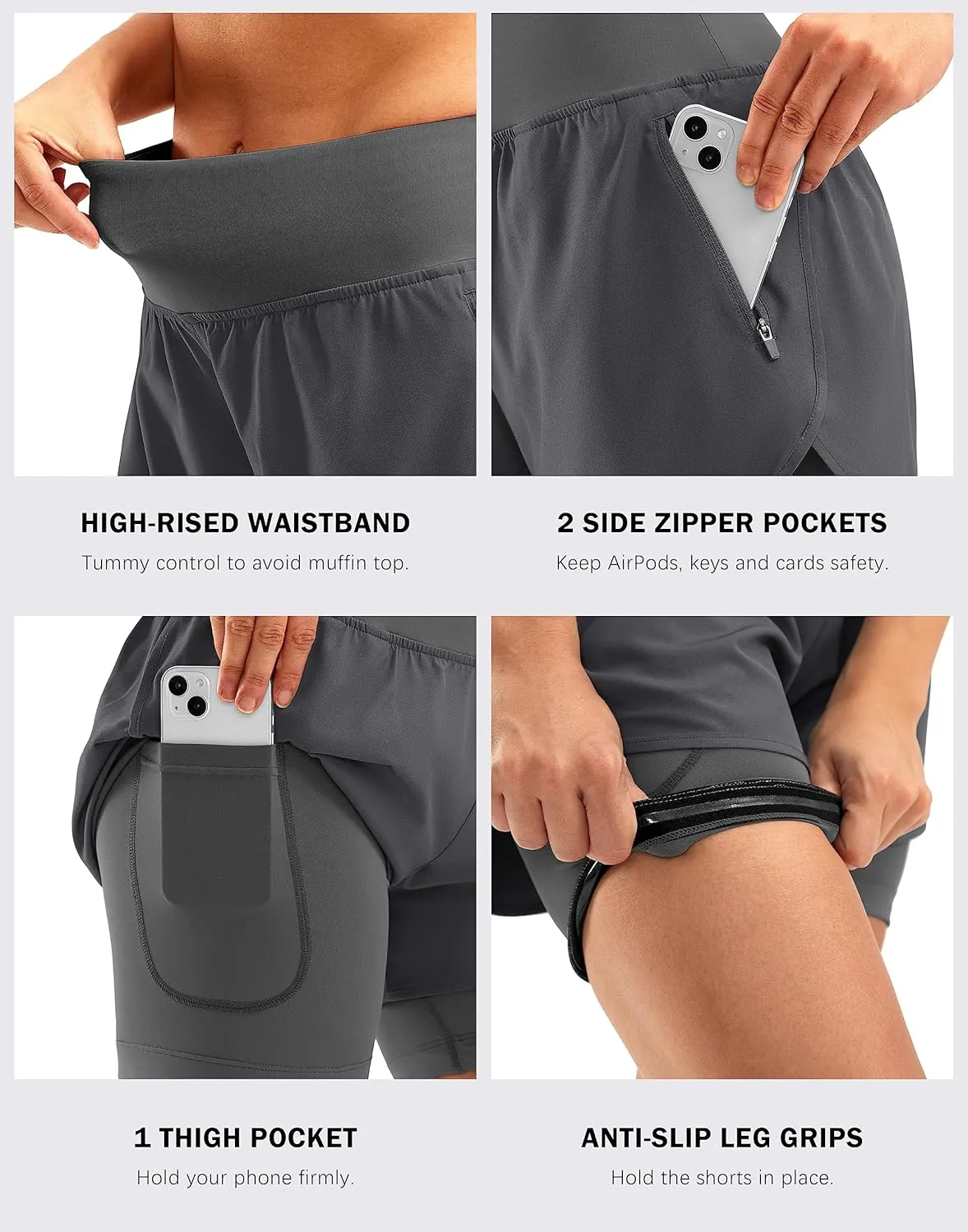 Bikewa Women's Mountain Bike Shorts 4D Padded Cycling Riding Biking Bicycle Biker Cycle Shorts for Women Zipper Pockets