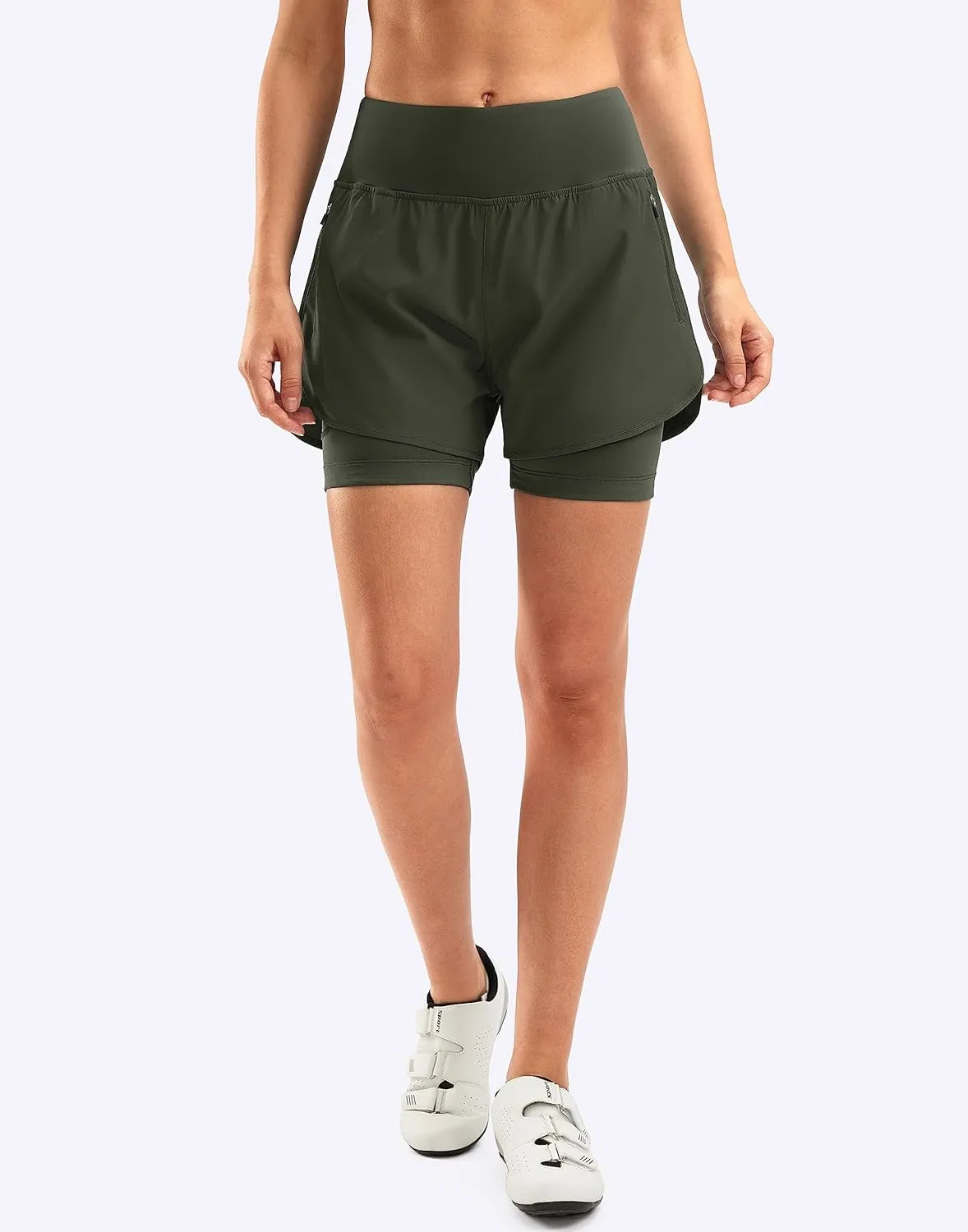Bikewa Women's Mountain Bike Shorts 4D Padded Cycling Riding Biking Bicycle Biker Cycle Shorts for Women Zipper Pockets