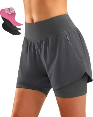 Bikewa Women's Mountain Bike Shorts 4D Padded Cycling Riding Biking Bicycle Biker Cycle Shorts for Women Zipper Pockets