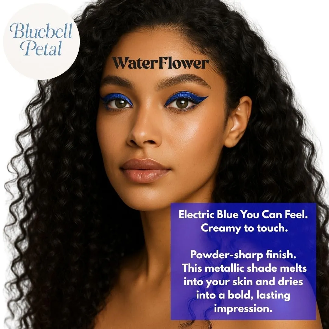 Blue Water-Activated Eyeshadow & Eyeliner Duo – Soft Multichrome Shimmer for E-Girl, Cosplay, and K-Beauty Looks – Vegan & Long-Lasting | Bluebell Petal