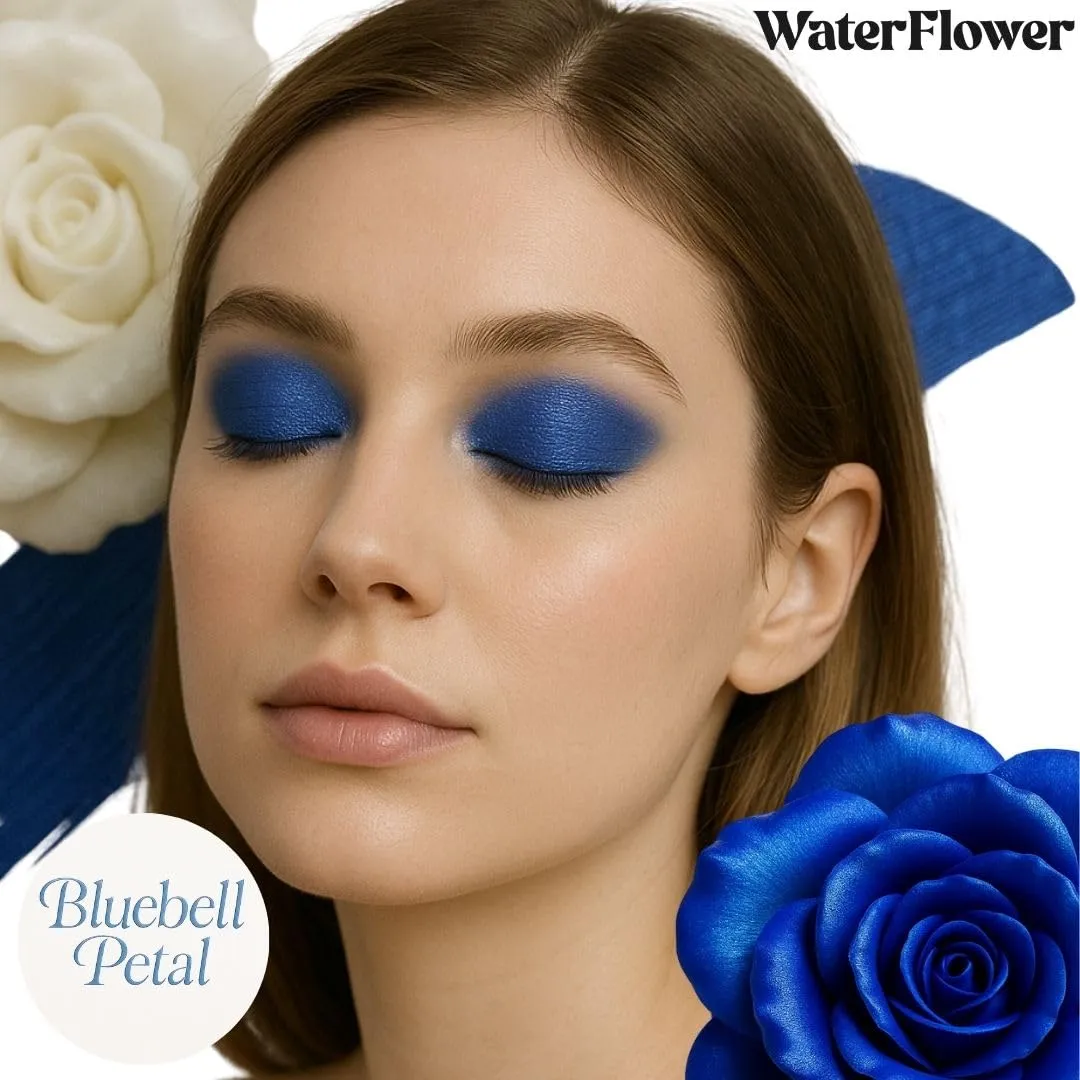 Blue Water-Activated Eyeshadow & Eyeliner Duo – Soft Multichrome Shimmer for E-Girl, Cosplay, and K-Beauty Looks – Vegan & Long-Lasting | Bluebell Petal