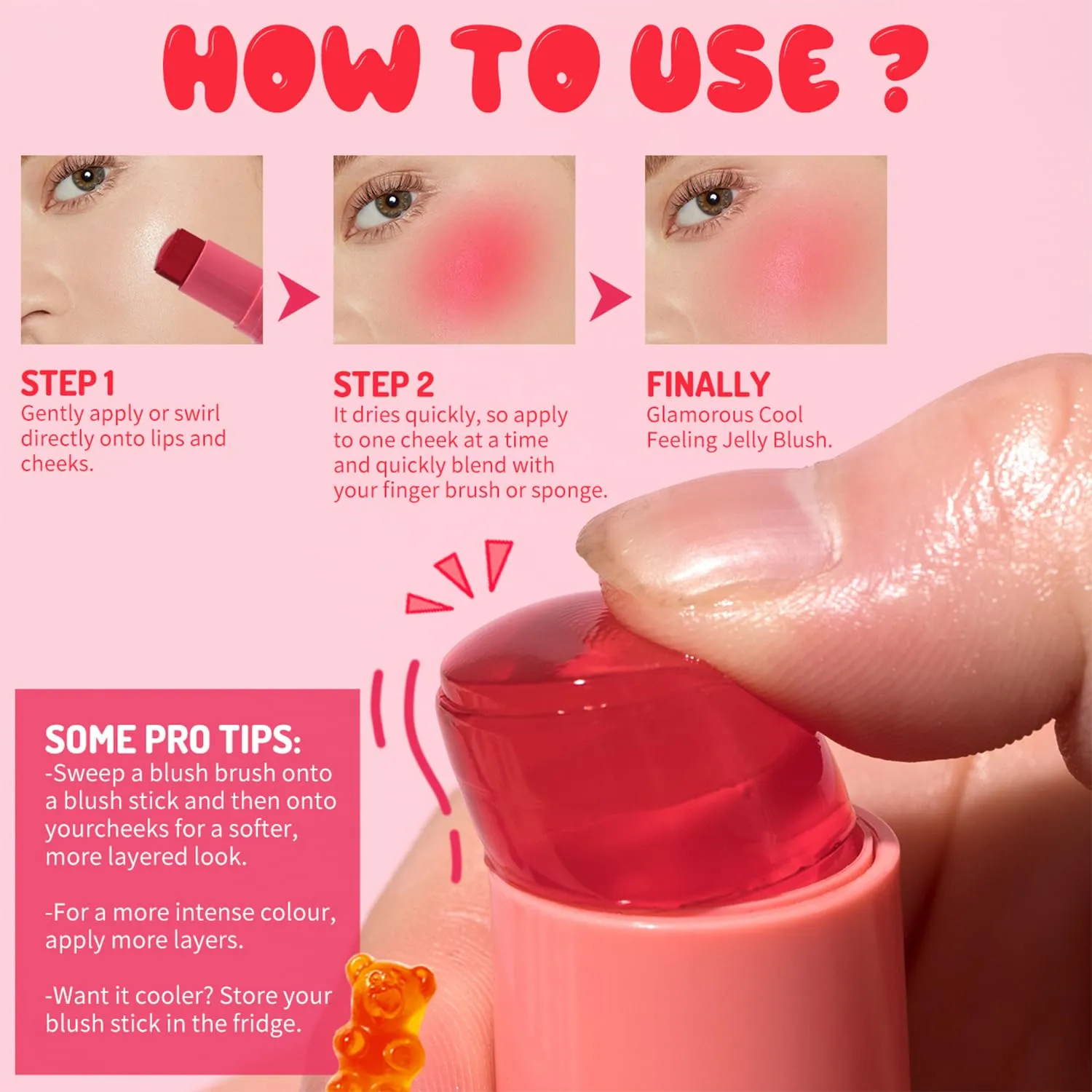 Blush Stick Travel Size - 0.17 oz - Sheer Lip & Cheek Stain - Buildable Watercolor Finish - 1,000  Swipes Per Stick - Vegan, Cruelty Free (Red)