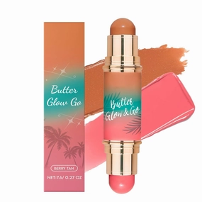 Blush Stick Makeup - Butter Glow Multi-Purpose Jelly Blush with Murumuru Butter for a Super Smooth & Glossy Finish, Vegan & Cruelty-Free - Sunlit Rose