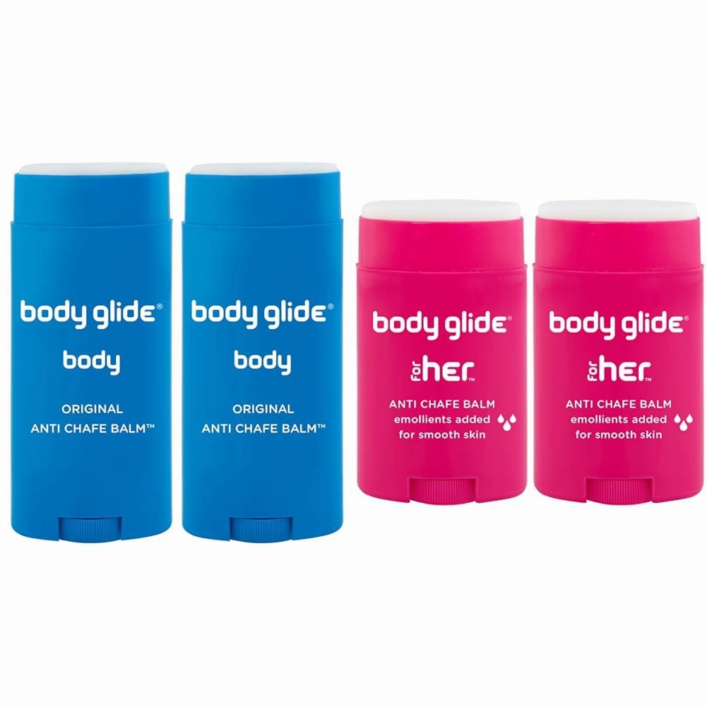 BodyGlide Original Anti Chafing Stick Balm 2.5oz-2pack: chafing cream in stick & For Her Anti Chafe Balm | Chafing stick with added emollients | Great for dry, sensitive skin