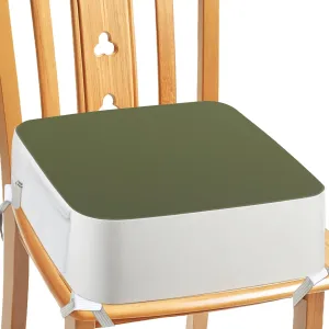 Booster Seat for Kitchen Chair - 4-Point Anchor 3.8" Lift Toddler Booster Seat for Dining Table with Side Pockets, Non-Slip & Portable Dining Cushion for Kids (Green)