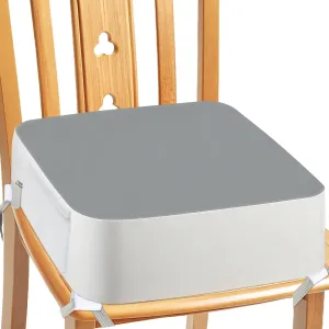 Booster Seat for Kitchen Chair - 4-Point Anchor 3.8" Lift Toddler Booster Seat for Dining Table with Side Pockets, Non-Slip & Portable Dining Cushion for Kids (Grey)