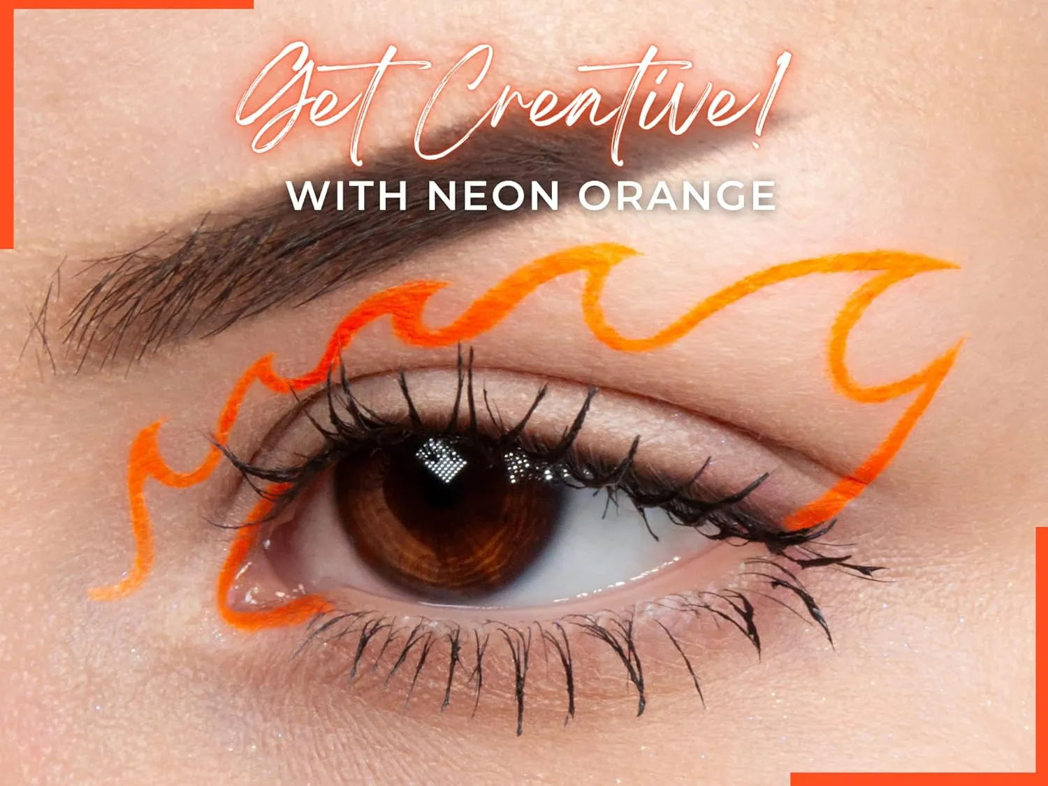 Bright Orange Cake Eyeliner with Applicator Brush - Water Activated Dry Pressed Eyeliner - Long-Lasting, Vibrant Color, Smudge Resistant - Vegan Cruelty Free (Bright Orange)