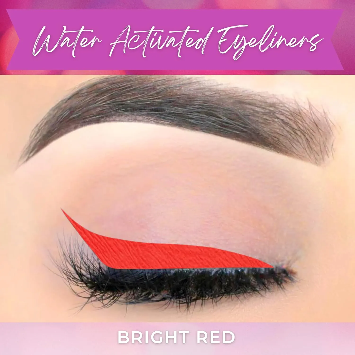 Bright Red Cake Eyeliner with Applicator Brush - Water Activated Dry Pressed Eyeliner - Long-Lasting, Vibrant Color, Smudge Resistant- Vegan Cruelty Free (Bright Red)