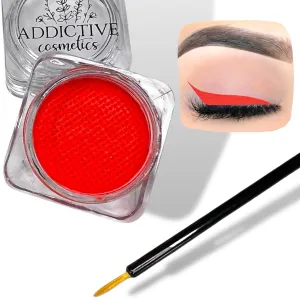Bright Red Cake Eyeliner with Applicator Brush - Water Activated Dry Pressed Eyeliner - Long-Lasting, Vibrant Color, Smudge Resistant- Vegan Cruelty Free (Bright Red)