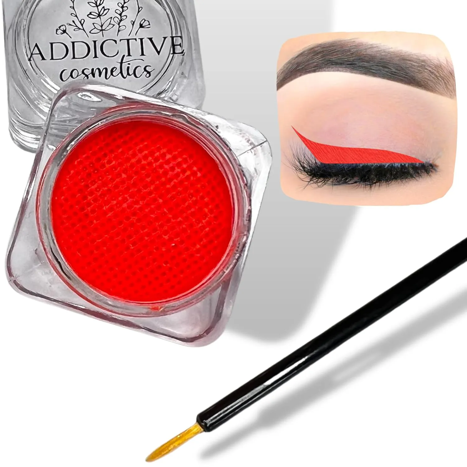 Bright Red Cake Eyeliner with Applicator Brush - Water Activated Dry Pressed Eyeliner - Long-Lasting, Vibrant Color, Smudge Resistant- Vegan Cruelty Free (Bright Red)