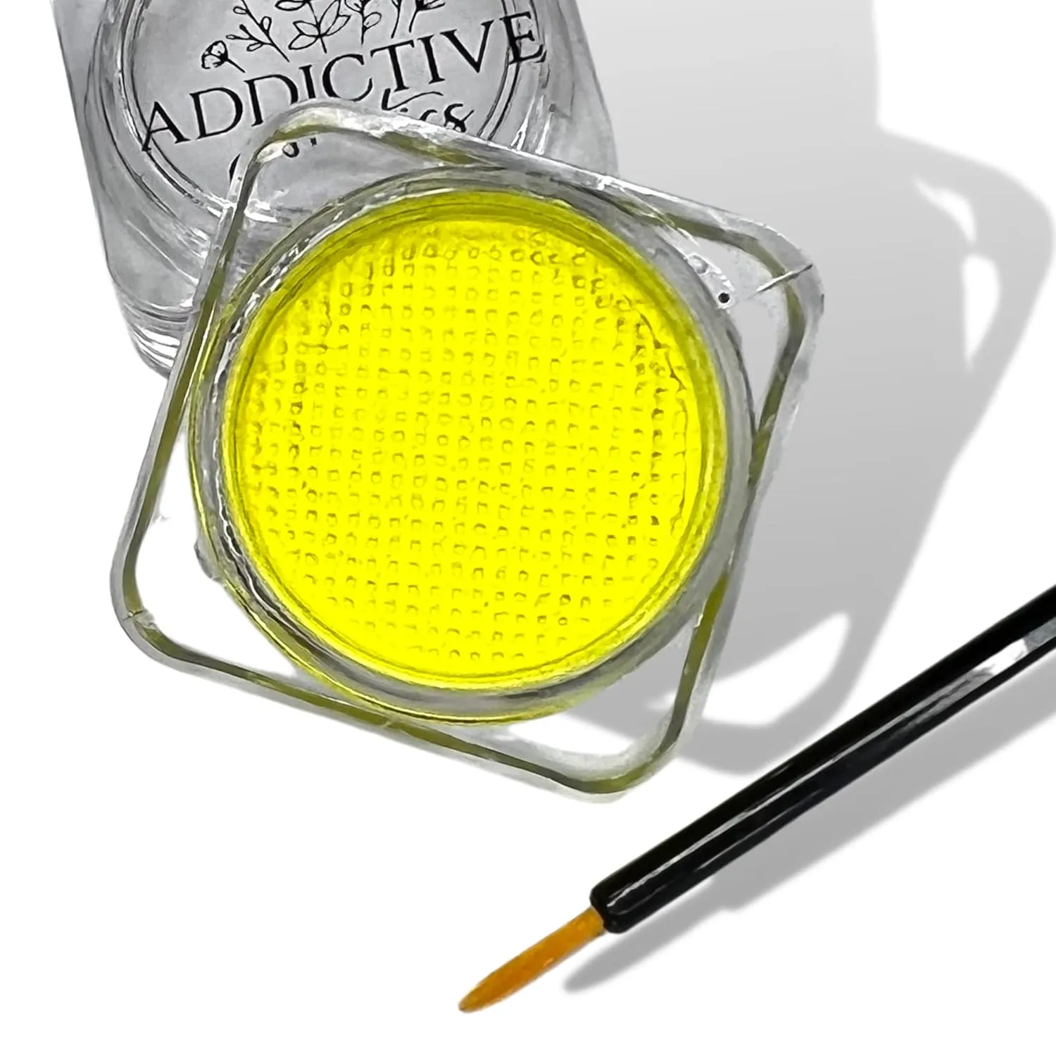 Bright Yellow Cake Eyeliner with Applicator Brush - Water Activated Dry Pressed Eyeliner - Long-Lasting, Vibrant Color, Smudge Resistant - Vegan Cruelty Free (Bright Yellow)