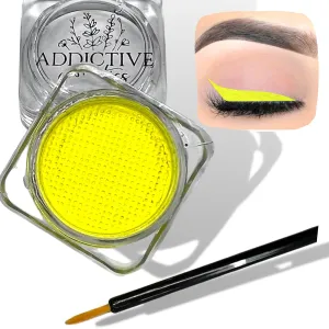 Bright Yellow Cake Eyeliner with Applicator Brush - Water Activated Dry Pressed Eyeliner - Long-Lasting, Vibrant Color, Smudge Resistant - Vegan Cruelty Free (Bright Yellow)