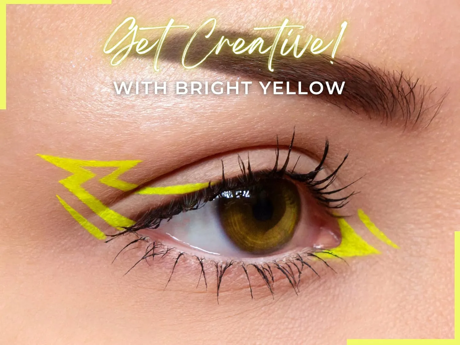 Bright Yellow Cake Eyeliner with Applicator Brush - Water Activated Dry Pressed Eyeliner - Long-Lasting, Vibrant Color, Smudge Resistant - Vegan Cruelty Free (Bright Yellow)