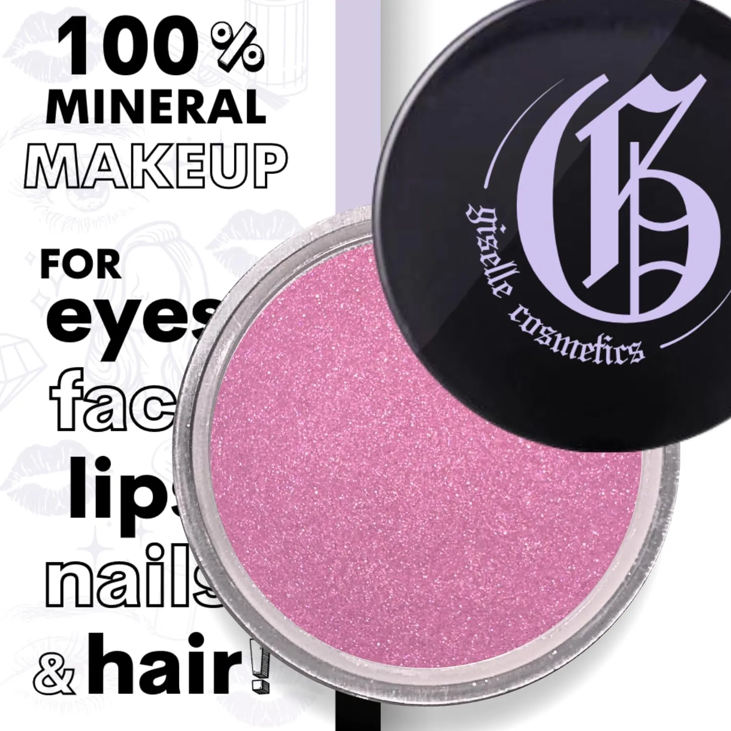 Bubble Gum Mineral Loose Eye Shadow - Organic, Shimmer, Sparkle & Glitter Eyeshadow Palette Makeup | Pink, Lavender, Purple, Hot Pink, Metallic Eye Cream | Eye Glitter Singles