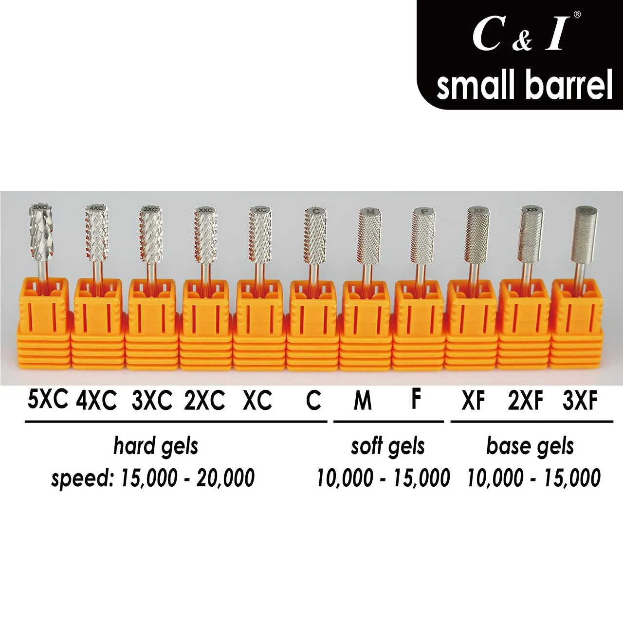 C & I Small Barrel Nail Drill Bits, Professional Electric File for Manicure Drill Machine, Nail Gels Remove, 3/32” (Triple Fine -3XF)