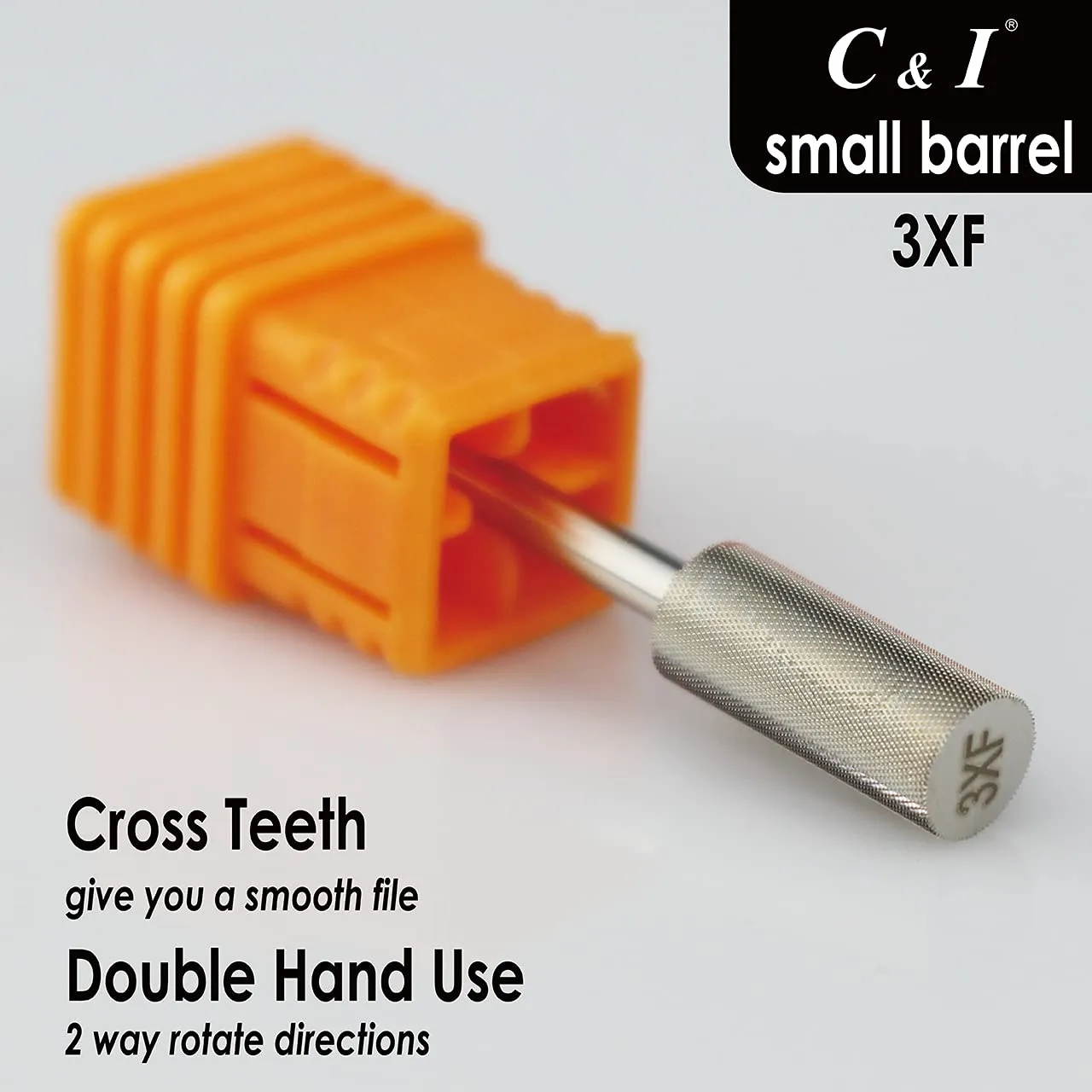 C & I Small Barrel Nail Drill Bits, Professional Electric File for Manicure Drill Machine, Nail Gels Remove, 3/32” (Triple Fine -3XF)