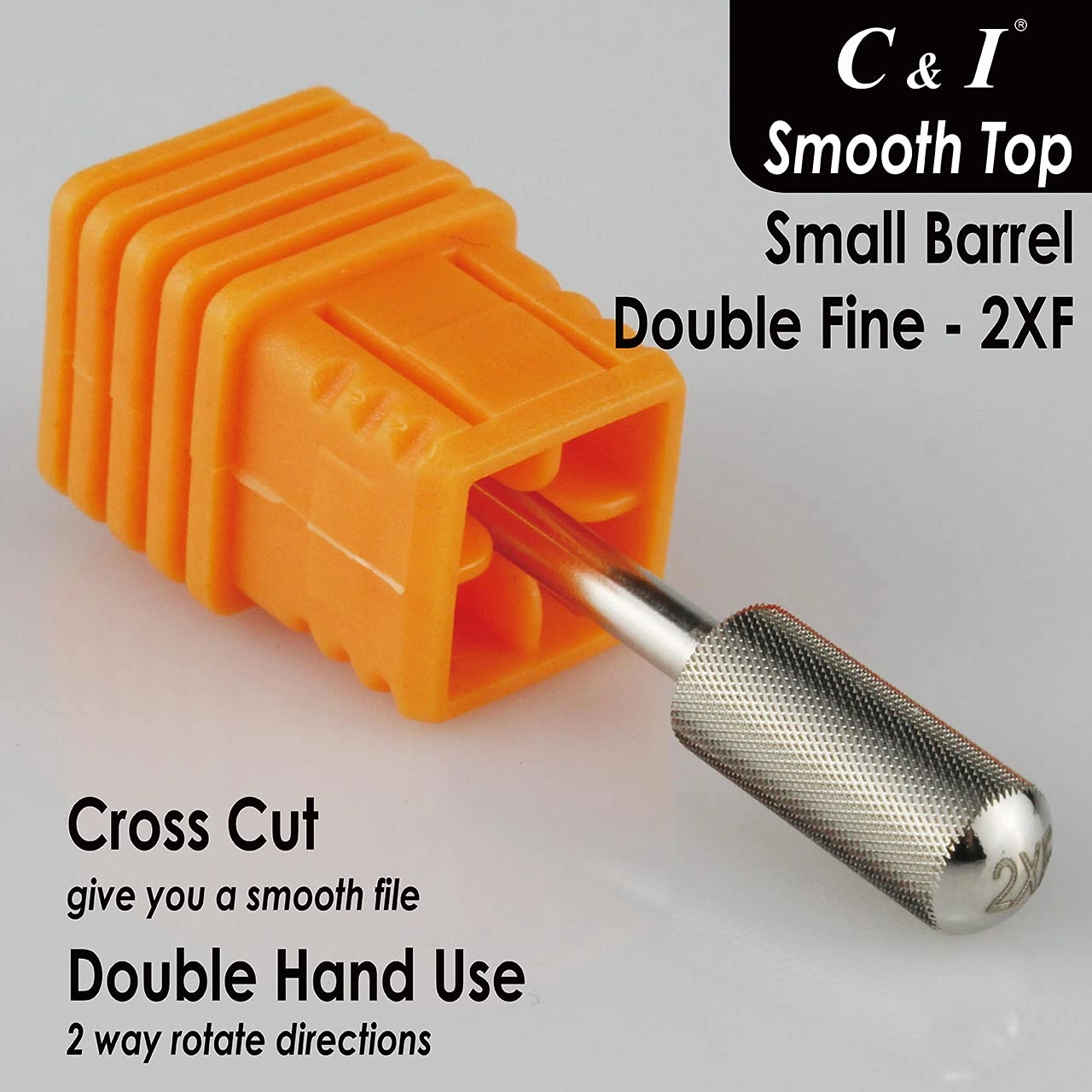 C & I Small Barrel Smooth Top Nail Drill Bit, Safety Round Top, Professional Electric File for Manicure Drill Machine, Remove Nail Gels, Acrylics, 3/32” (Double Fine – 2XF)