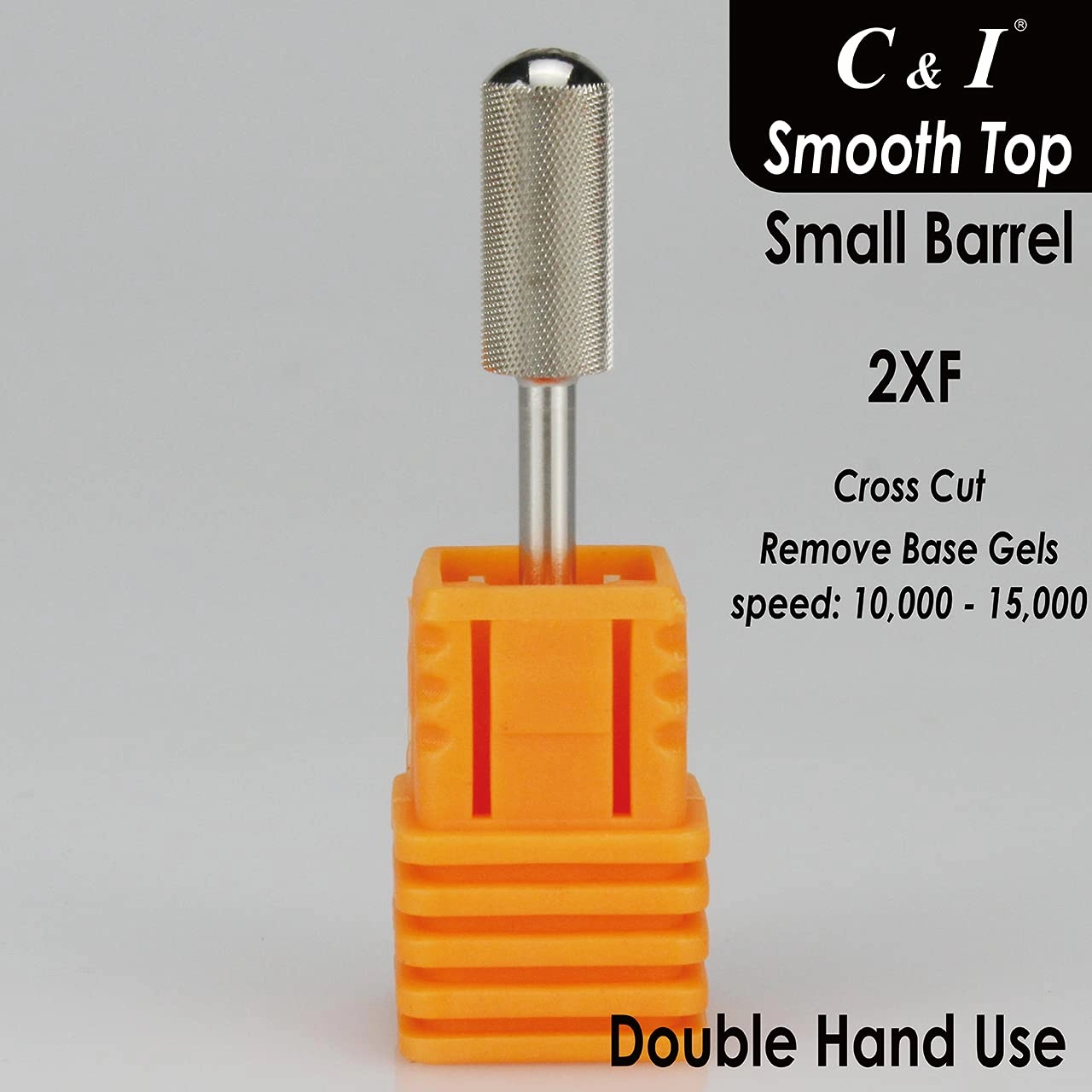 C & I Small Barrel Smooth Top Nail Drill Bit, Safety Round Top, Professional Electric File for Manicure Drill Machine, Remove Nail Gels, Acrylics, 3/32” (Double Fine – 2XF)
