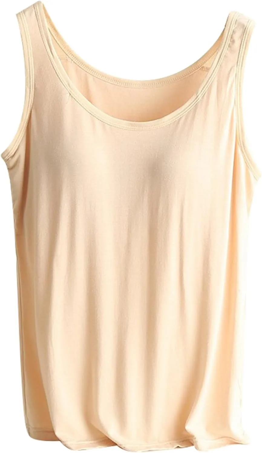 Camisole Tops for Women Cotton Adjustable Straps Padded Tank Tops with Built-in Padded Bra Workout Yoga Shirt