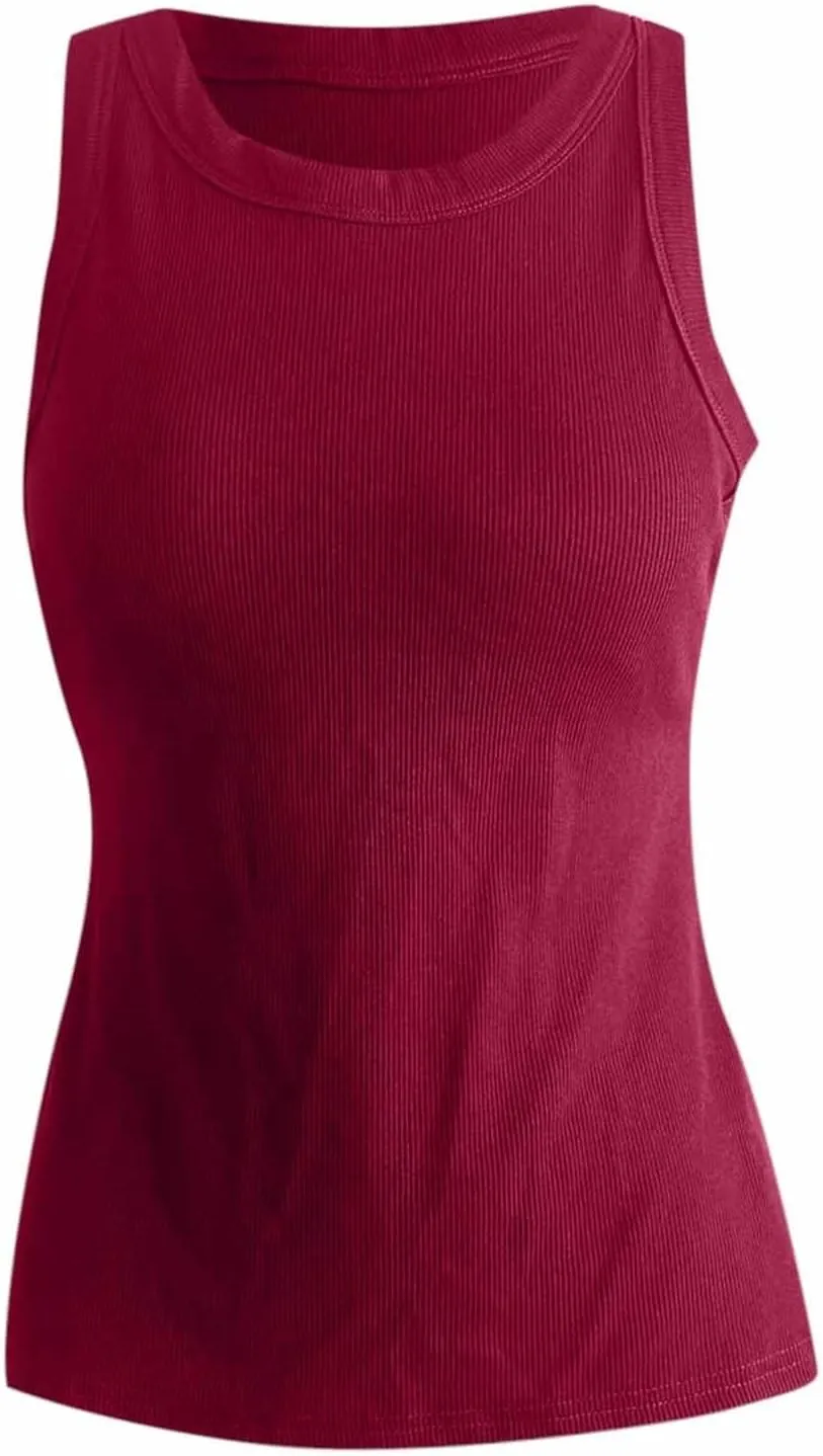 Camisole Tops for Women with Built in Bra Spaghetti Strap Workout Yoga Shirt Lightweight Tank Tops Undershirt