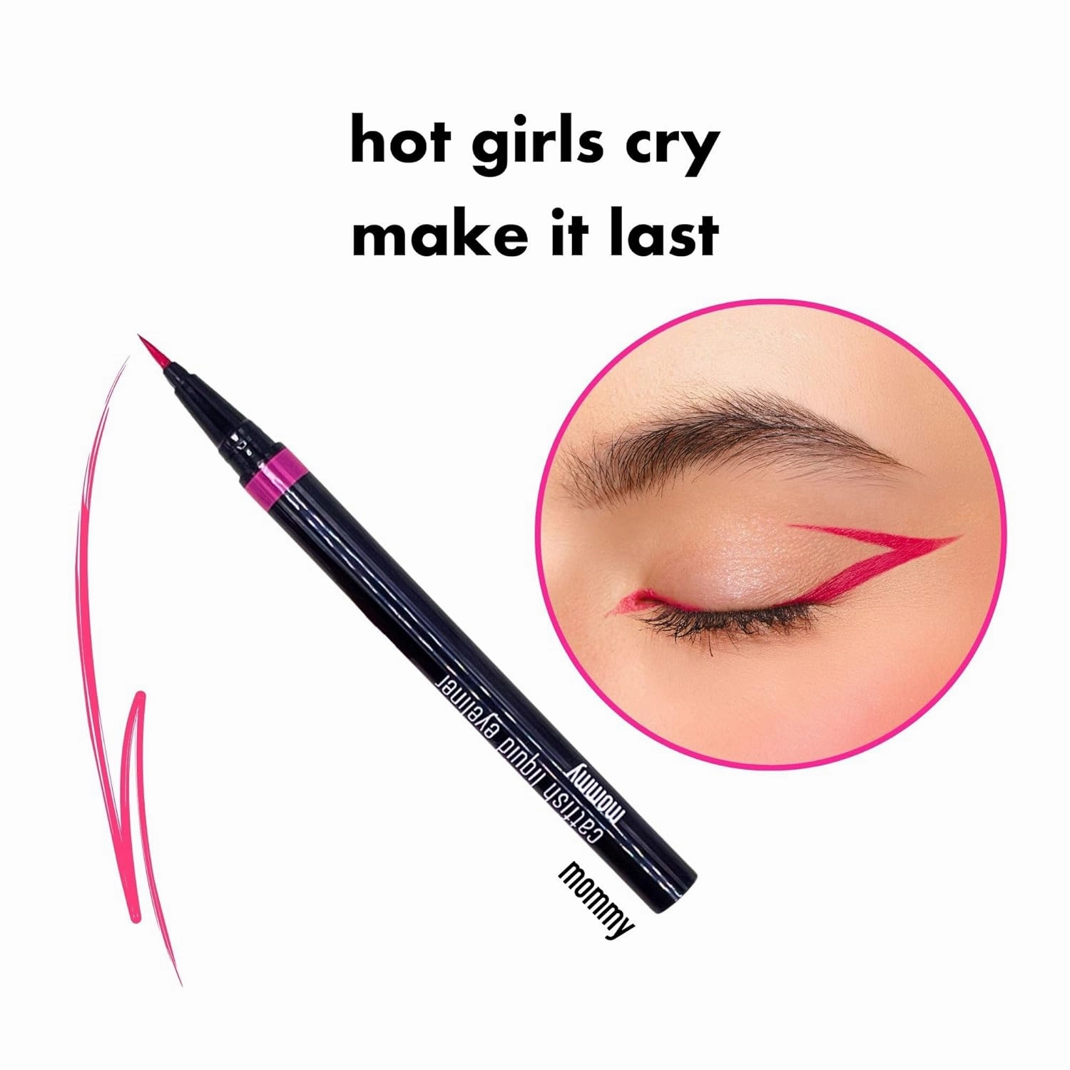 Catfish Liquid Eyeliner, Waterproof Liquid Eyeliner, Long Lasting Makeup with Fine Brush Tip Easy Apply Satin Finish, Smudge-Proof & Transfer-Proof - Mommy (Pink)