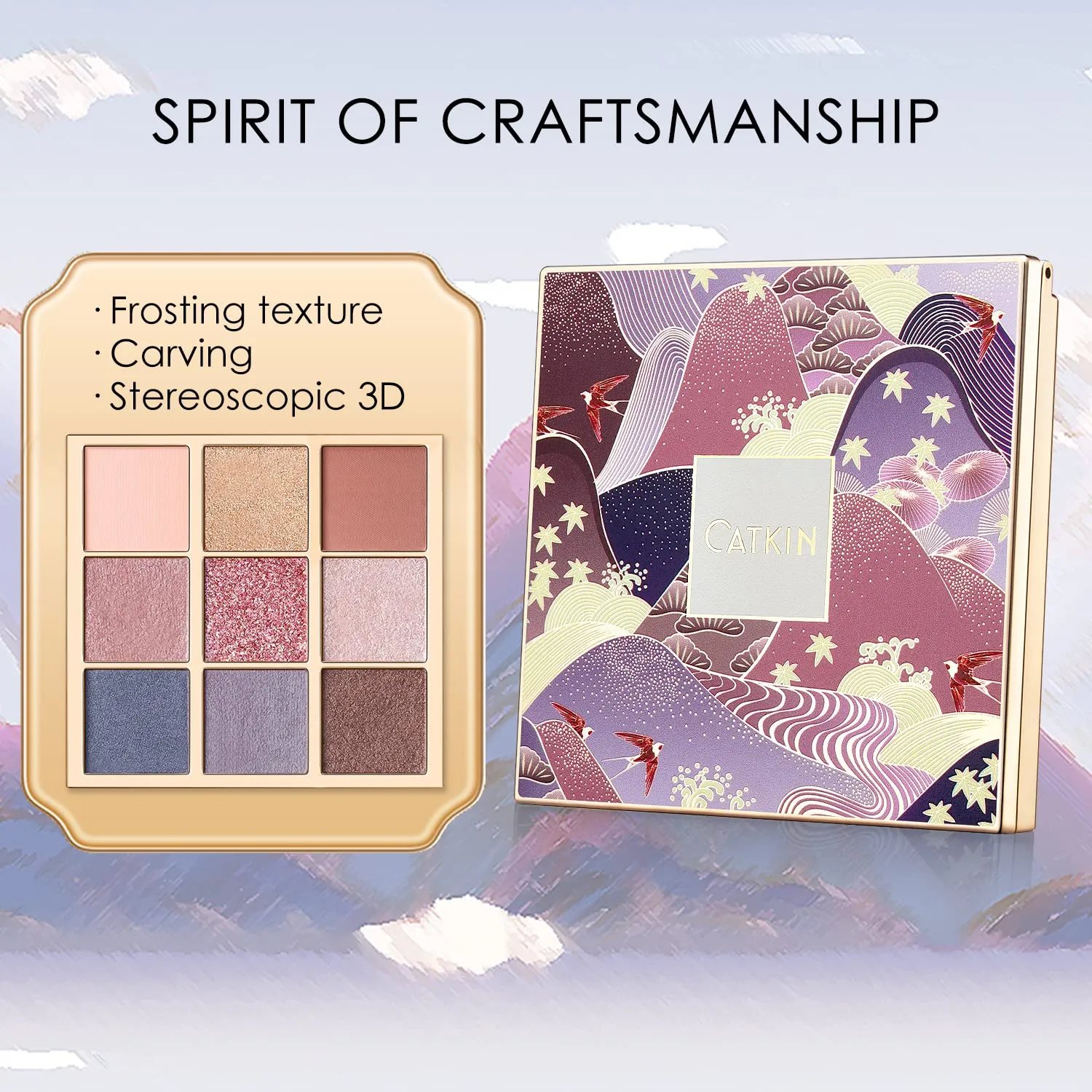 Catkin Eyeshadow Palettes 9 Blendable Shades Smooth Long Lasting Eyeshadow Matte and Glitter Eye Makeup Highly Pigmented Makeup Palettes C08 Morandi