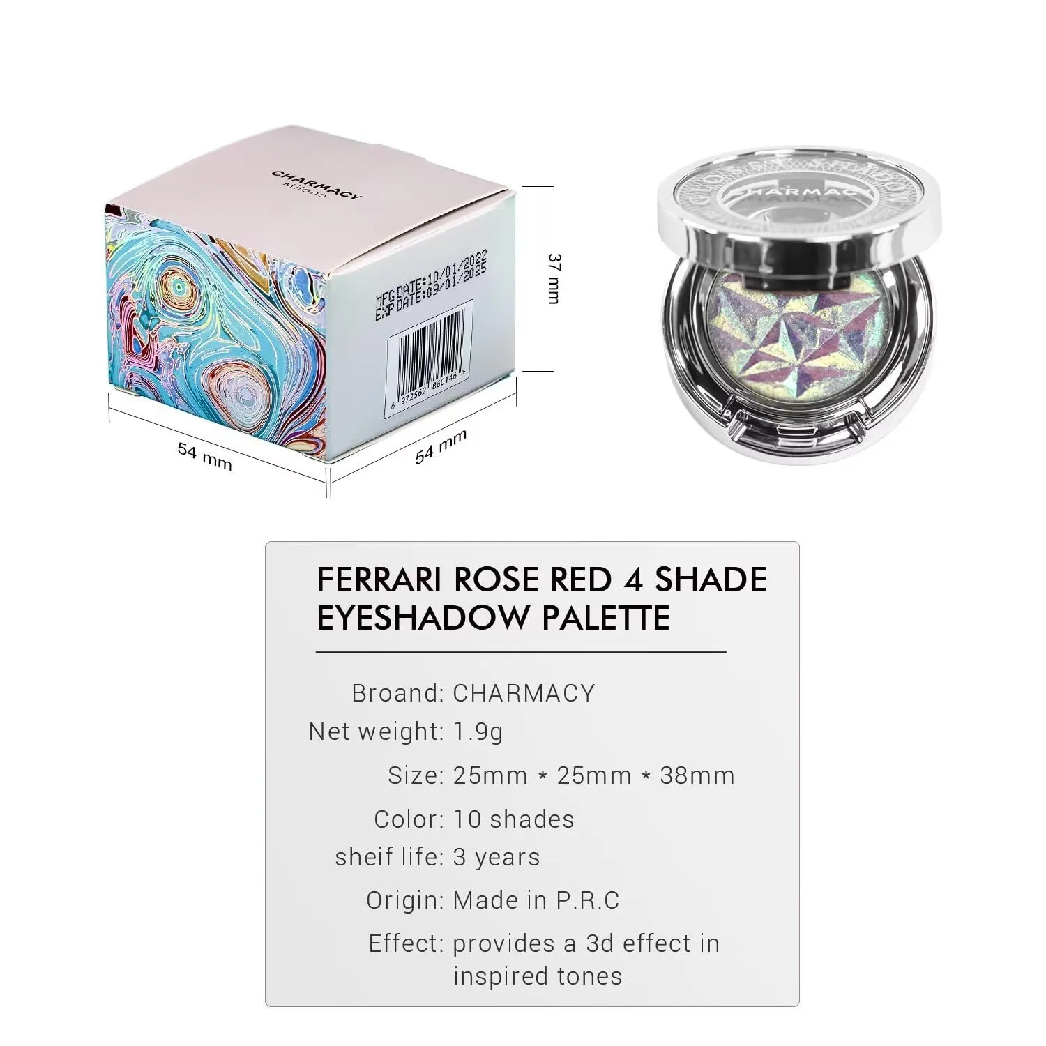 CHARMACY Multichrome Eyeshadow, Insane Shifters Chameleon Eyeshadow, Creates High-Impact, Metallic Eye Looks, 100% Vegan and Cruelty Free, 1.9g (#802)