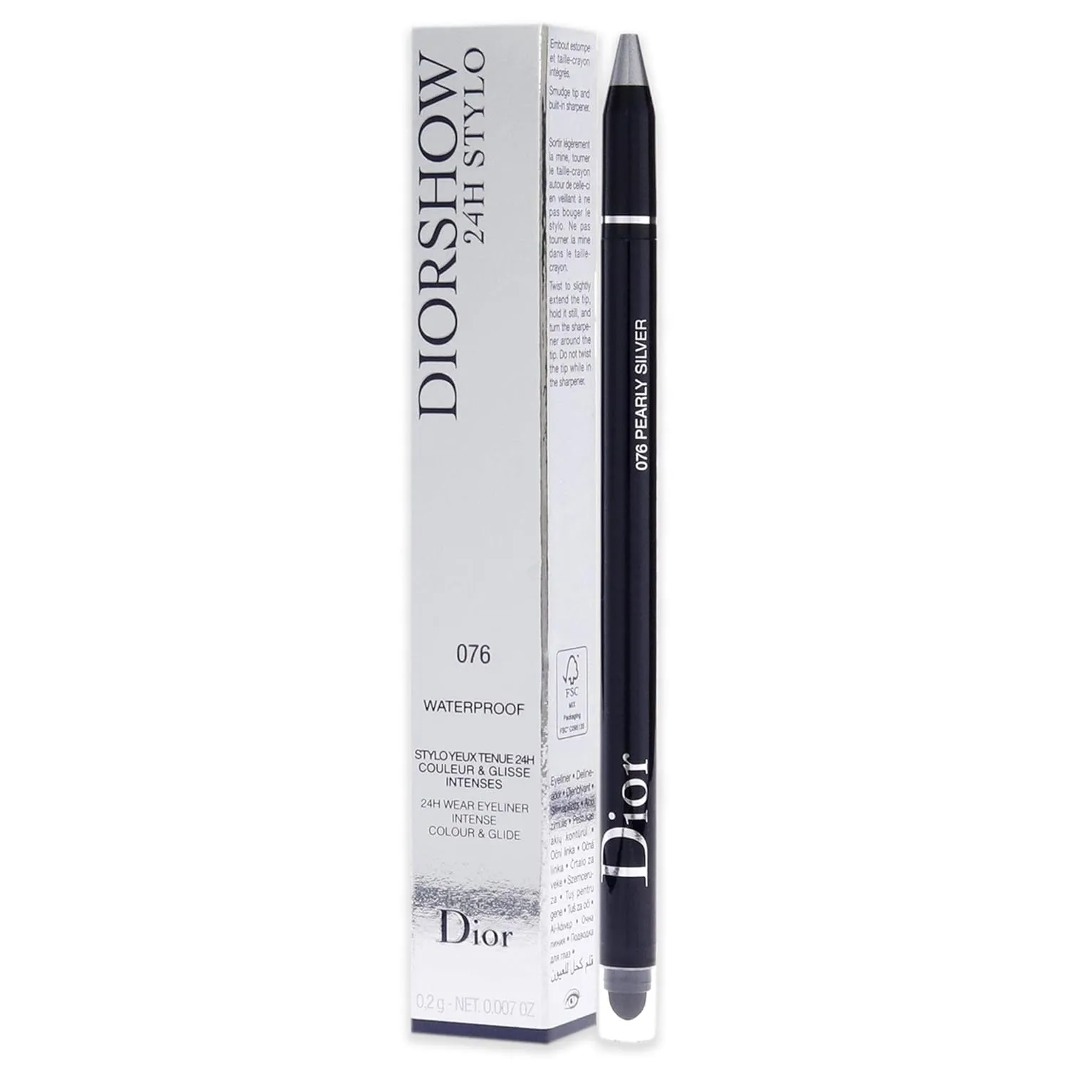 Christian Dior Diorshow 24H Stylo Waterproof Eyeliner - 076 Pearly Silver Women 0.01 oz C014300076