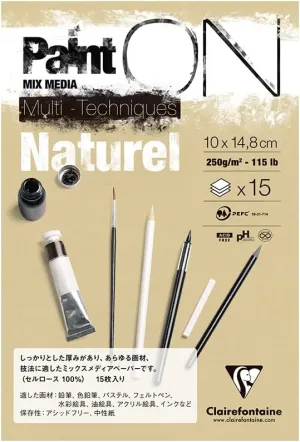 Clairefontaine cf965card Watercolor Paper, Postcard Size, Paint On Natural, (Fine, Ultra Thick, Paper Thickness: 8.8 oz/sq ft (250 g/m2, 15 Sheets), Drawing Paper, Art Paper, Postcard Size